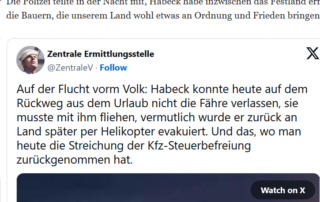 Habeck von wütenden Bauern ins Meer zurückgetrieben Habeck von wütenden Bauern ins Meer zurückgetrieben